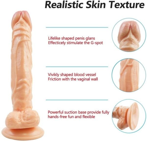 10 Inch Harness Strap on Cock Realistic Flesh Large Dildo Flexible Penis with Powerful Suction Cup for Lesbian Couples 5