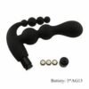 Anal Vagina Black Double Thrust Beaded Vibrator Anal Butt Plug 3