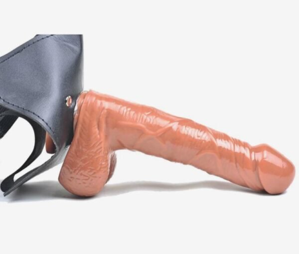 Brown Solid Strap on Vibrating Cock For Women (2)