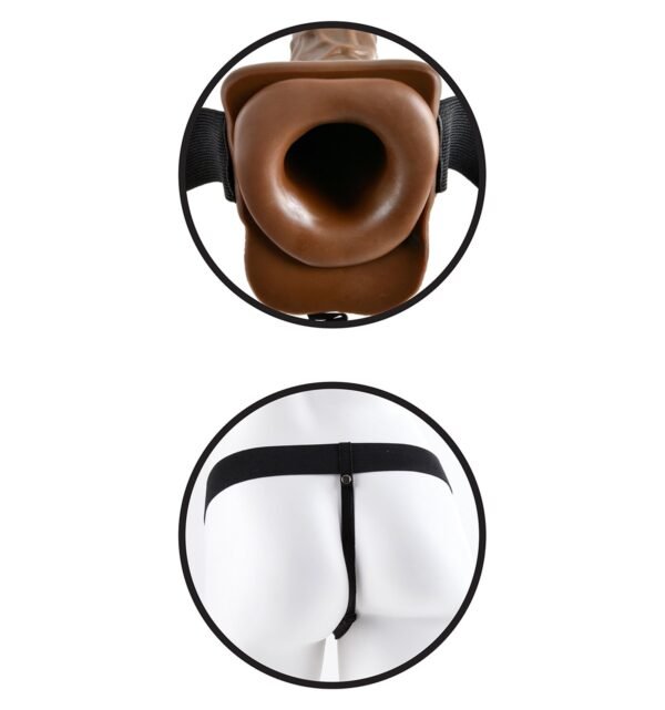 Chocolate Brown Hollow Strapon With Vibration and Balls 3