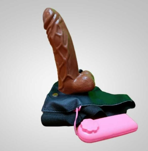 Chocolate Brown Hollow Strapon With Vibration and Balls 4