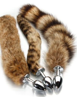 Fox Tail Brown Plated Metal Anal Plugs