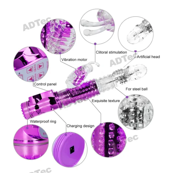 Rechargeable Jack Rabbit Thrusting Dildo Vibrator (4)