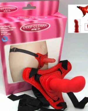 Red Deep Climax Strap On Dildo Realistic Penis Harness