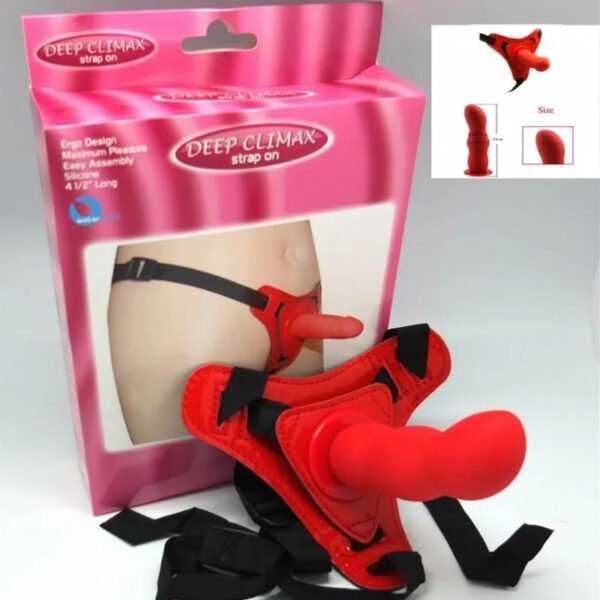 Red Deep Climax Strap On Dildo Realistic Penis Harness